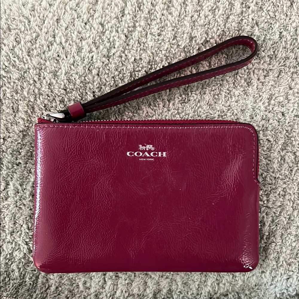 Coach Fuchsia Leather Wristlet